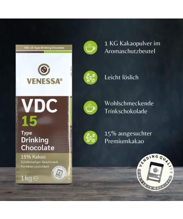  Venessa Venessa VDC 15 Drinking Chocolate 5 x 1 kg 15% premium cocoa and milk cocoa powder for vending machines lightly sweetened pleasant - Buy Online on GoSupps.com