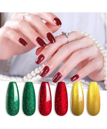 INPING Christmas Gel Polish Set - Santa Red Green Gold Xmas Nail Polish - UV/LED Soak Off - Glitter Long-lasting Gift - 3 PCS x 8ml/0.27oz - Buy Online on GoSupps.com