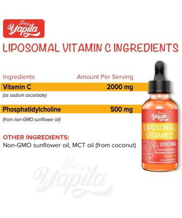 Liposomal Vitamin C 2000 mg Liquid Supplement - 2 Bottles Maximum Absorption Vegan Non-GMO Gluten-Free - 60 ml (2 Pack) - Buy Online on GoSupps.com