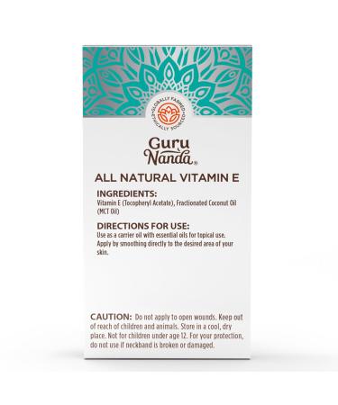 GuruNanda Vitamin E Oil 2 Fl Oz - 100% Pure & Natural Non-GMO Vegan | Nourish Skin Hair & Nails - Coconut Oil Enriched (Pack of 2 - Buy Online on GoSupps.com