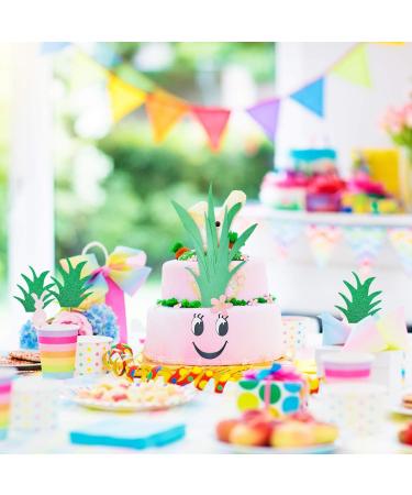 22 Pieces Glitter Pineapple Cupcake Topper Set Big Pineapple Topper Small Pineapple Leaf Cake Topper for Birthday Wedding Baby Shower Hawaiian Luau Themed Party - Buy Online on GoSupps.com