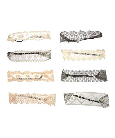 Uonlytech 8pcs Lace Headbands for Women Lace Stretch Headbands Lace Beaded Headbands for Women Girls Teens