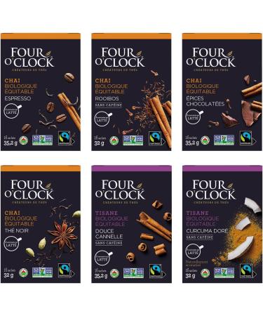 Four O'Clock Latte Variety Pack Non-Gmo Kosher Gluten-Free 6 Pack of 16 Teabags Each - Buy Online on GoSupps.com
