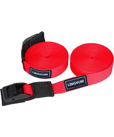 LINGVUM 15ft Tie Down Cam Straps for Kayak, Surfboard, SUP, Canoe - Roof Rack Cargo Straps (Pair) - Black/Blue/Red - Buy Online on GoSupps.com