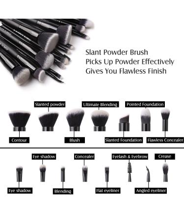 Zoreya 15-Part Make-Up Brush Set with Case | Premium Blending Powder Blush and Concealer Brushes - Perfect for Eye Cosmetics & Daily Makeup - Buy Online on GoSupps.com