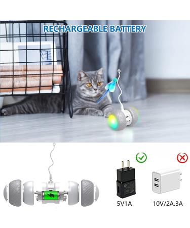 Titipet Interactive Robotic Cat Toy - Auto Rechargeable Feather/Bird/Mouse Toy for Indoor Cats/Kittens - 360 Degree Self Rotating Ball - Buy Online on GoSupps.com