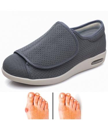 bumuam Diabetic Shoes Width Shoe for Elderly Women Adjustable Closure Lightweight Breathable Swollen Feet Walking Edema Sneakers Men 12/Women 13 Dark Gray1 Men 12/Women 13