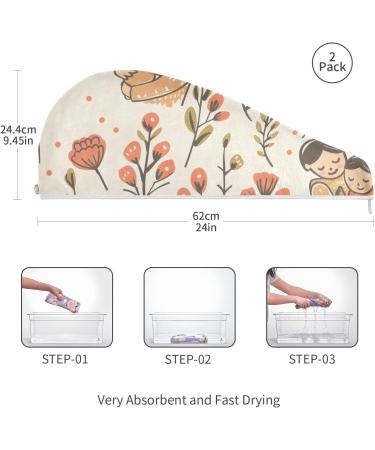 Super Absorbent Mother's Day Flowers Hair Towel 2 Pack | Quick Dry Hair Turbans for Women & Girls - Buy Online on GoSupps.com