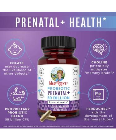 MaryRuth Vegan Prenatal Probiotic - 59 Billion CFU - Pregnancy Probiotics with Iron, Methylfolate, Vitamins & Minerals - 60 Count - Buy Online on GoSupps.com
