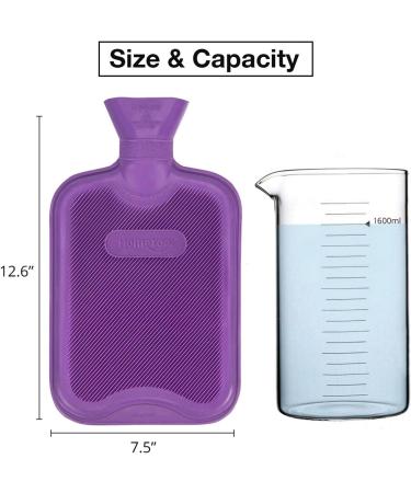 2L HomeTop Premium Classic Rubber Hot/Cold Water Bottle w/ Cute Stuffed Animal Cover - Light Purple - 67.63 fl oz - Buy Online on GoSupps.com