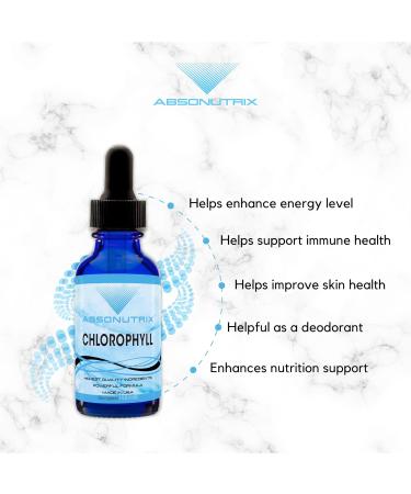 Absonutrix Chlorophyll Liquid Drops 323 mg 4 Oz Liquid 365 Servings Made in USA Quick Absorption Quality Potent Ingredients Non-GMO GMP Certified Cruelty-Free Products - Buy Online on GoSupps.com