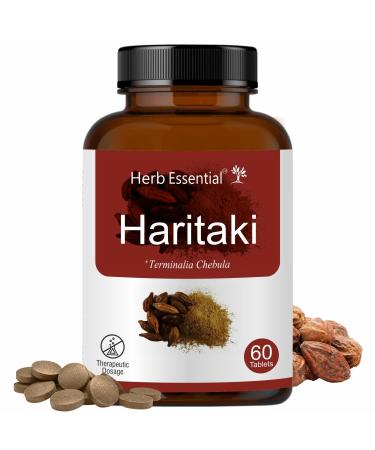 Herb Essential Organic Haritaki (Terminalia Chebula) 500mg (60 Tablets) GMP Certified Organic Terminalia Chebula Vegan & Gluten-Free Herbal Supplement 60 Count (Pack of 1)