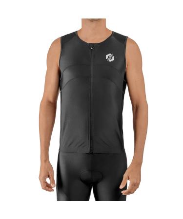 SLS3 Mens Triathlon Top - Triathlon Shirts Men - Tri Jerseys - Tri Top - Men's Tri Top - Sleeveless Bike Jersey FX Solid Black Large