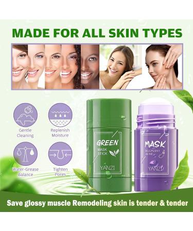 FORALES 2-in-1 Green Tea & Eggplant Extract Facial Mask Stick Travel Friendly Deep Cleansing Nourishing & Moisturizing - Controls Oil Promotes Skin Health - Suitable Women & Men all Skin Types - Buy Online on GoSupps.com