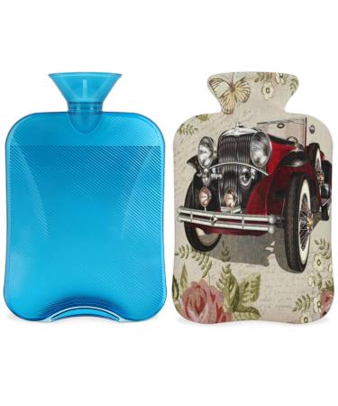 Retro-style heat bottle with a fluffy cover 2 l capacity hot water bottle for cozy nights relieves pain back neck and shoulders