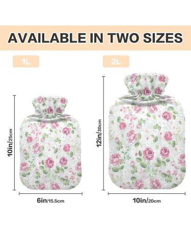 Buy ZZXXB Pink Rose Pattern Heat Bottle 1L PVC Hot Water Bottle with Fleece Cover for Neck & Shoulder Pain Relief | Effective Heat Therapy - Buy Online on GoSupps.com
