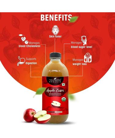 PUB Certified Organic Apple Cider Vinegar with Mother (500 ML- Glass Bottle) - Buy Online on GoSupps.com