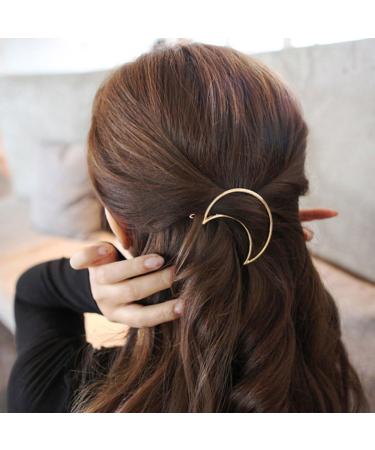 8Pcs Hair Clip Set Moon Triangle Circle Feather Shaped Hairpin Hair Barrettes Styling Accessories for Women (Gold and Silver) - Buy Online on GoSupps.com