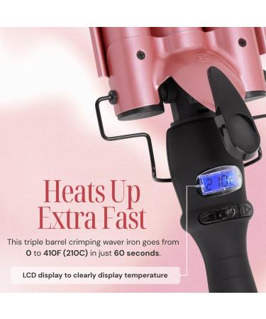 Alure Three Barrel Hair Waver | 1 Inch Ceramic Tourmaline Crimping Iron with LCD Temp Display | Dual Voltage for International Use - Buy Online on GoSupps.com