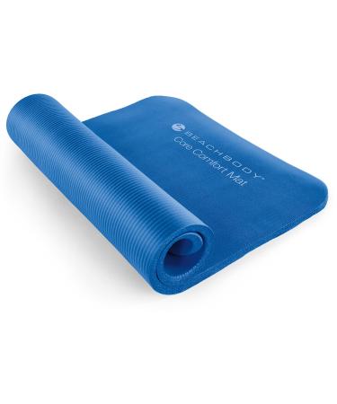 Beachbody Exercise Mat, Thick Foam Mat for Jumping, Fitness, Gym or Home Workouts, Yoga, Ab workouts, Stretching, Weightlifting, Slip Resistant, High Density & Ultra Durable Blue