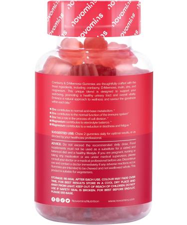 Novomins Cranberry & D Mannose Gummies - Cranberry Supplement for Urinary Tract Health and Better Bladder Control - With Zinc Magnesium and D-Mannose Powder - Vegan & Gluten-Free - 60 Inulin Gummies - Buy Online on GoSupps.com