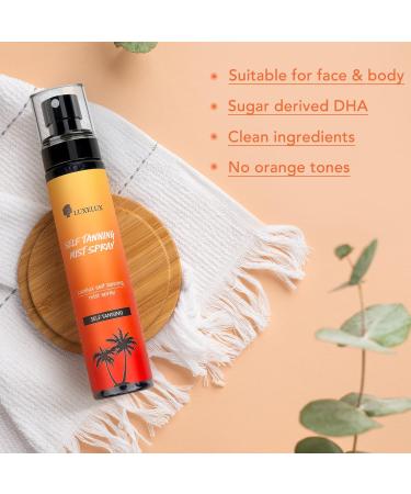 LUXELUX Tanning Face Mist - Sunless Tanner Spray for Natural Medium to Dark Tan | 4.05 Fl Oz (120ml - Buy Online on GoSupps.com