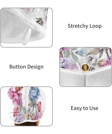 Watercolor Floral Wreath Hair Towel 2 Pack | Super Absorbent Quick Dry Hair Turbans for Women & Girls - Buy Online on GoSupps.com