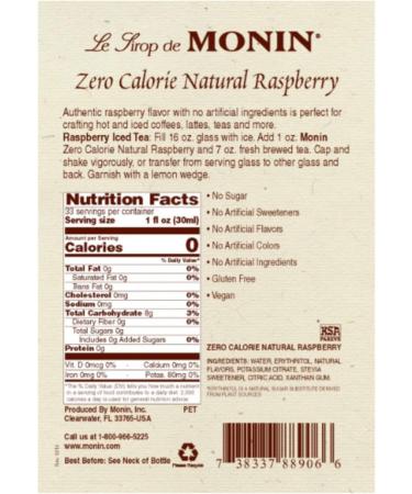 Monin Zero Calorie Natural Raspberry Syrup 1L - Buy Online on GoSupps.com