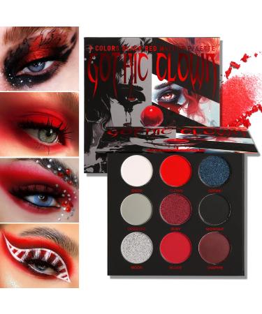 Afflano Black Red Eyeshadow Palette - Highly Pigmented Goth Clown Halloween Makeup & Joker Vampire Christmas Looks - Buy Online on GoSupps.com