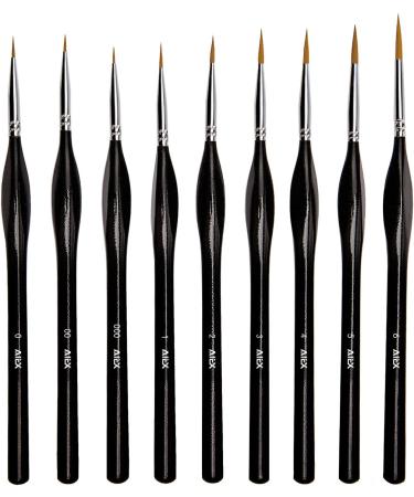 AIEX 9 Piece Miniature Painting Brush Set for Acrylic, Watercolor, Oil - Fine Detail Brushes for Face, Nail, Model Painting - Black - Buy Online on GoSupps.com