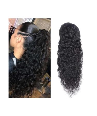Ponytail Extensions Human Hair Drawstring Ponytail Extension Water Wave Ponytail Natural Color Brazilian Remy Hair Ponytail Clip in Hair Extensions for Black Women Ponytail Hair Extensions (Color : W 26inch 100g Water Wave