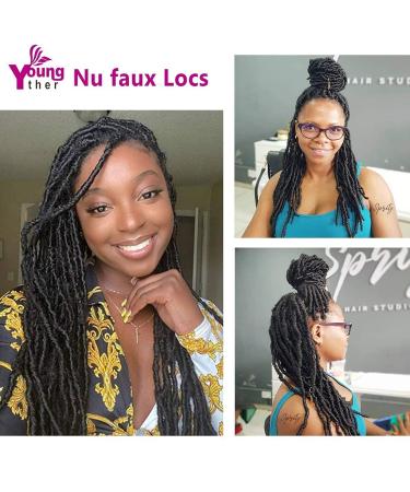 Youngther 24 Inch Faux Locs Crochet Hair 6-Pack - Pre-looped Synthetic Braiding Hair for Black Women (1B) - Buy Online on GoSupps.com