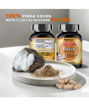AMPEXT Poria Cocos Mushroom Extract - Premium Quality, Only Fruiting Bodies Extract, Antioxidant, Kidney Support, Calmness & Good Mood, Cardiovascular Boost, 90 Veg Caps. - Buy Online on GoSupps.com