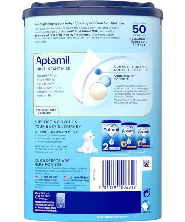 Aptamil Stage 1 Baby Formula: No.1 in Europe | Milk Powder with DHA, Omega 3 & Prebiotics | 28.2 oz - Buy Online on GoSupps.com