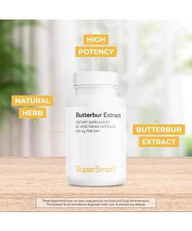 Supersmart - Butterbur Extract (High Potency) - 15% Sesquiterpenes - Natural Herb Supplement | Non-GMO & Gluten Free - 60 Vegetarian Capsules - Buy Online on GoSupps.com
