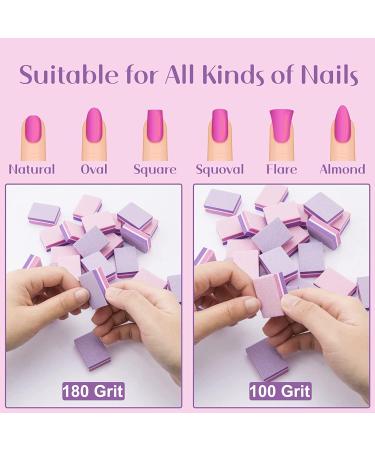 Buy CGBE 50 Pack Nail Buffer Blocks 100/180 - Double-Sided Polishing Blocks for Gel & Acrylic Nails - Washable Pink/Purple - Buy Online on GoSupps.com