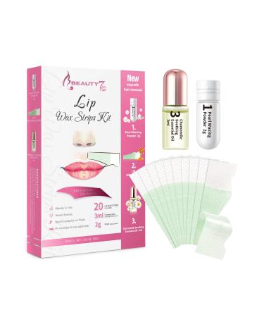 Beauty7 Wax strips Wax Strips Cold Wax Strip stripes upper lips Wax strips Women Cold Wax Strips Deport of depilatory strips Perfect for deprivation of the upper lip with pearl powder and chamomile oil upper lip wax strips
