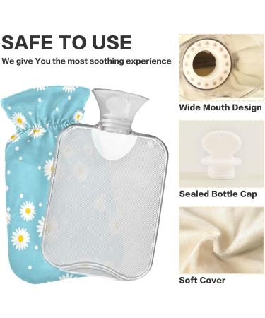Hot Water Bottle with Daisy Cover - 2L Pain Relief Bag for Menstrual Cramps & Comfort - Buy Online on GoSupps.com