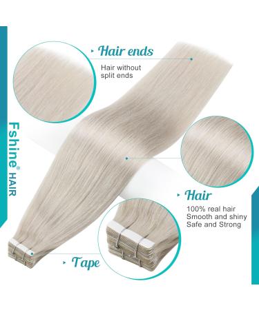 FSHINE Platinum Blonde Tape In Extensions - Human Hair 50cm 50g 20pcs - Seamless Double Sided #1000 - Buy Now! - Buy Online on GoSupps.com