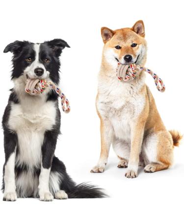 Nobleza 2x Natural Cotton Rope Dog Toys - Interactive Puppy Toys - 20cm - Durable & Fun Dog Rope Toys for Dogs & Puppies - Buy Online on GoSupps.com