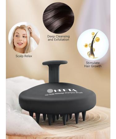 Heeta Scalp Massage Brush - Silicone Hair Brush for Wet & Dry Hair Soft Bristles Integrated Design - Dark Black - Buy Online on GoSupps.com