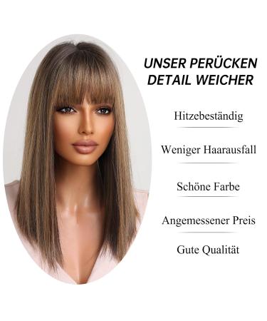 18-Inch Brown Shoulder Length Wigs for Women - Natural Looking Heat-Resistant Synthetic Wig for Everyday Use - Buy Online on GoSupps.com