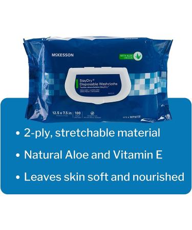 McKesson StayDry Adult Disposable Wipes with Aloe - 100 Count Pack - Alcohol-Free Incontinence Essentials - Buy Online on GoSupps.com