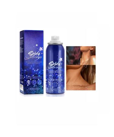 Glitter Spray for Hair and Body Long Lasting Quick-Drying Waterproof Shiny Glitter Spray Skin Clothing Brightening Highlighters Makeup Party Supplies 60ML Shiny
