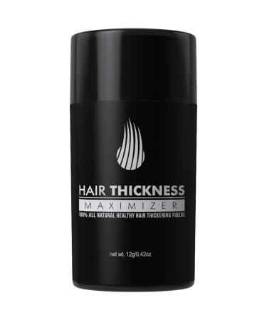 Hair Fibers For Thinning Hair For Women and Men. Hair Building Fibers. Unscented Plant Based Hair Loss Concealing Fillers for Instant Thickening of Balding, Receding Hair Spots, Scalp - Black