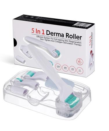Bowka Derma Roller 5 In 1 Set Derma Roller BartRoller Bartwuchs Roller Bart Roller Microneedling Roller 1.5/0.5/0.3/0.25mm for body face