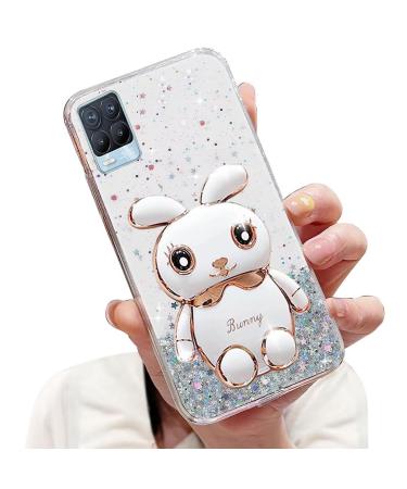 Tivenfezk Nadoli for Oppo Realme 8 Pro 4G Hase Hidden Stand Shell caricature glitter rabbits stand Soft silicone bling cell phone shell.