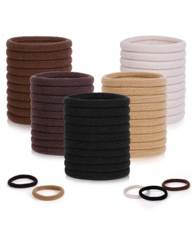 ZHIYE Elastic Hair Ties 50 Pcs Thick Seamless Hair Bands No Damage Soft Ponytail Holders Hair Bobbles for Girls Women Neutral 1 count (Pack of 50) Neutral - Buy Online on GoSupps.com