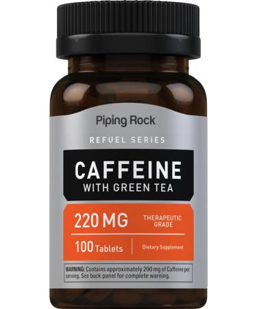 Piping Rock Caffeine Pills 200mg | 100 Tablets | with Green Tea Extract | Non-GMO Gluten Free Supplement