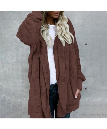 Hanxiulin Women's Fleece Jacket - Plush Long-Sleeved Stand-Up Collar Winter Coat - Cozy Quilted Bomber in Coffee #1 XL - Buy Online on GoSupps.com